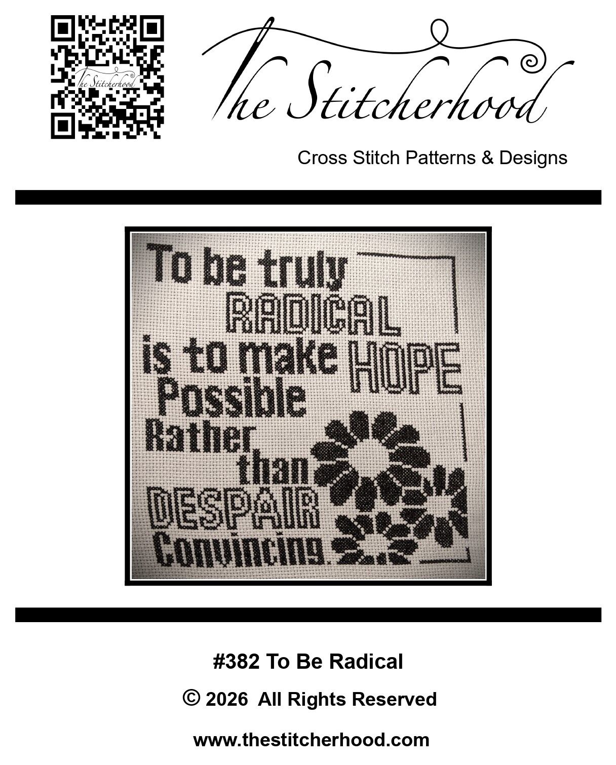 To Be Radical political cross stitch pattern.