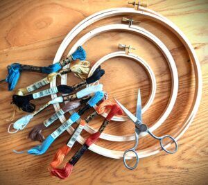 cross stitch materials tools floss hoops