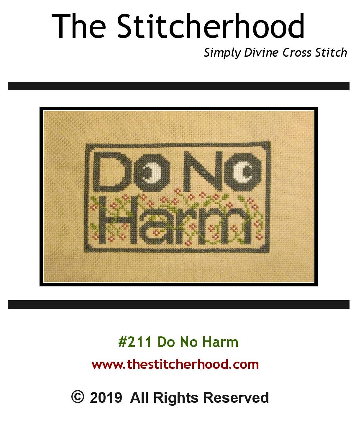 Do No Harm pagan cross stitch