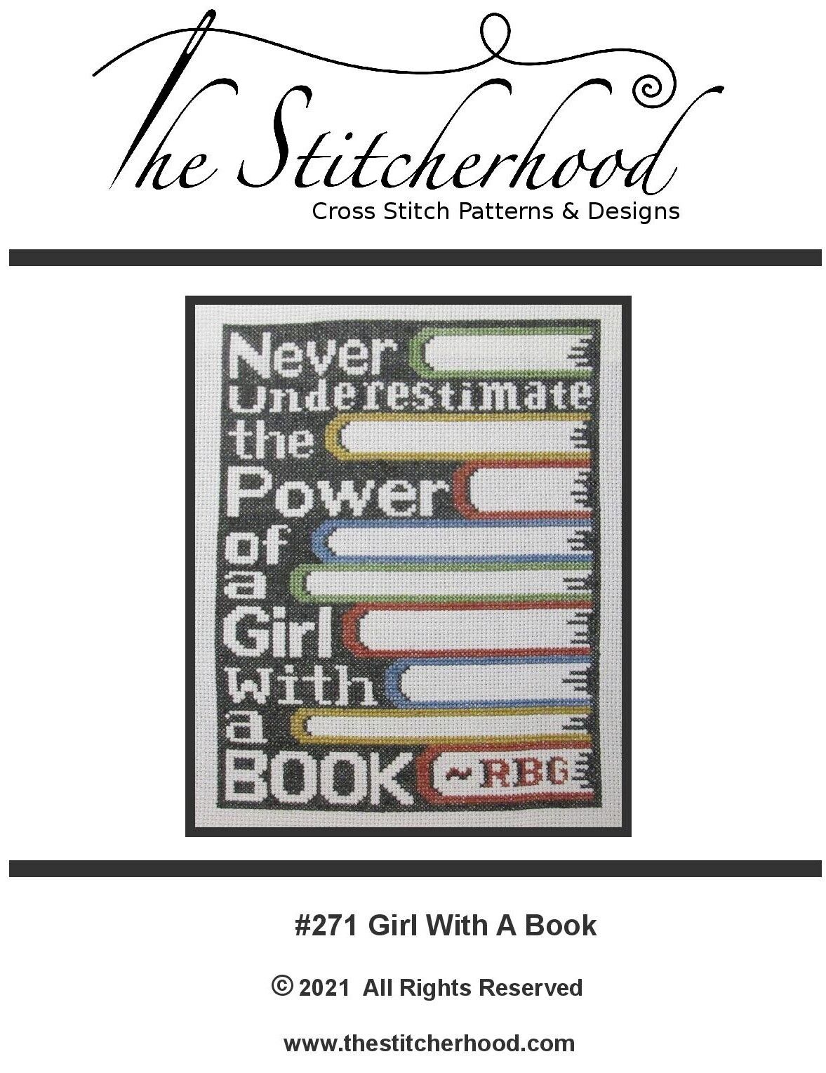 RBG quote girl power read books cross stitch
