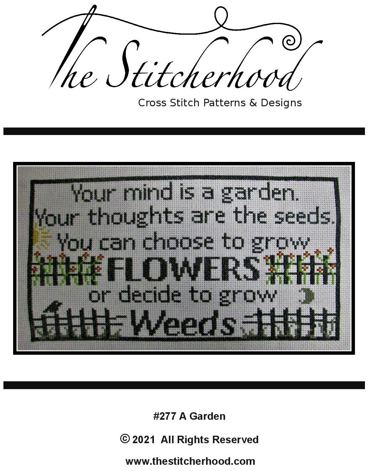Garden Flowers Stay Positive Cross Stitch