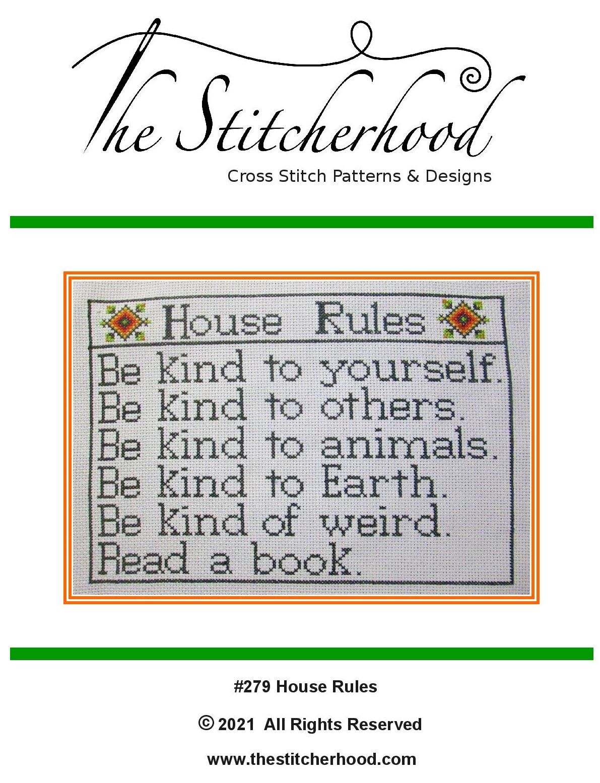 House Rules Funny Cross Stitch Pattern Design