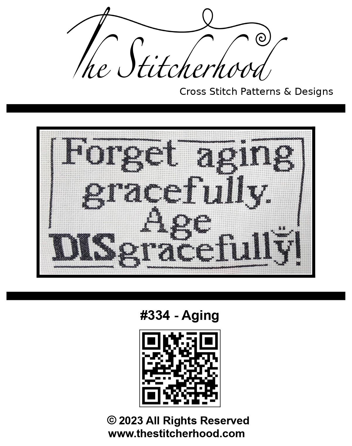 A funny cross stitch pattern about aging