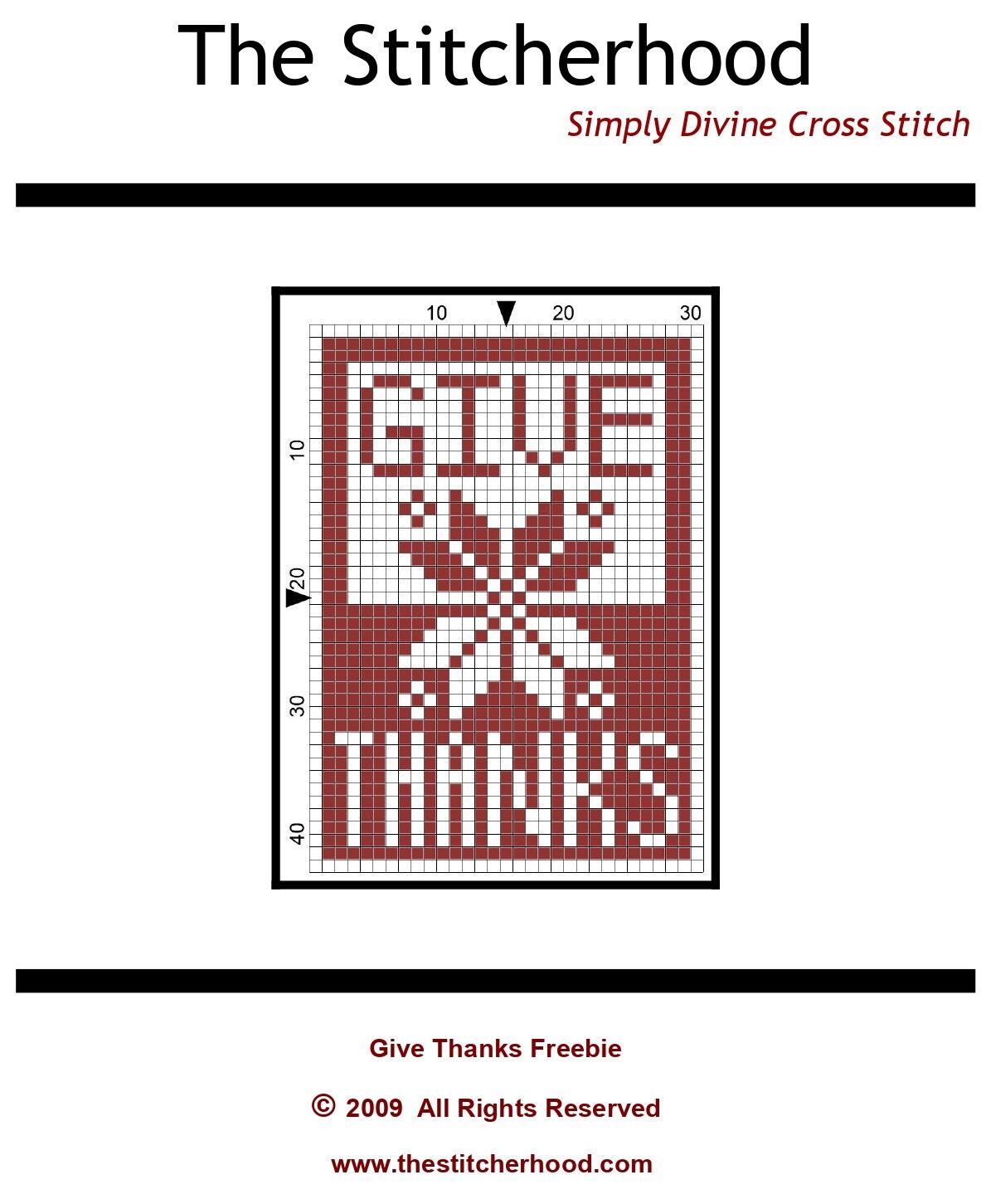 Give Thanks, a free cross stitch pattern for Thanksgiving.