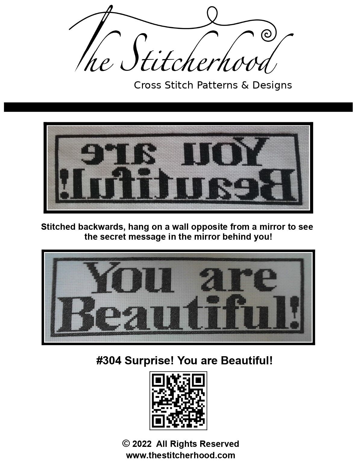 you are beautiful cross stitch pattern