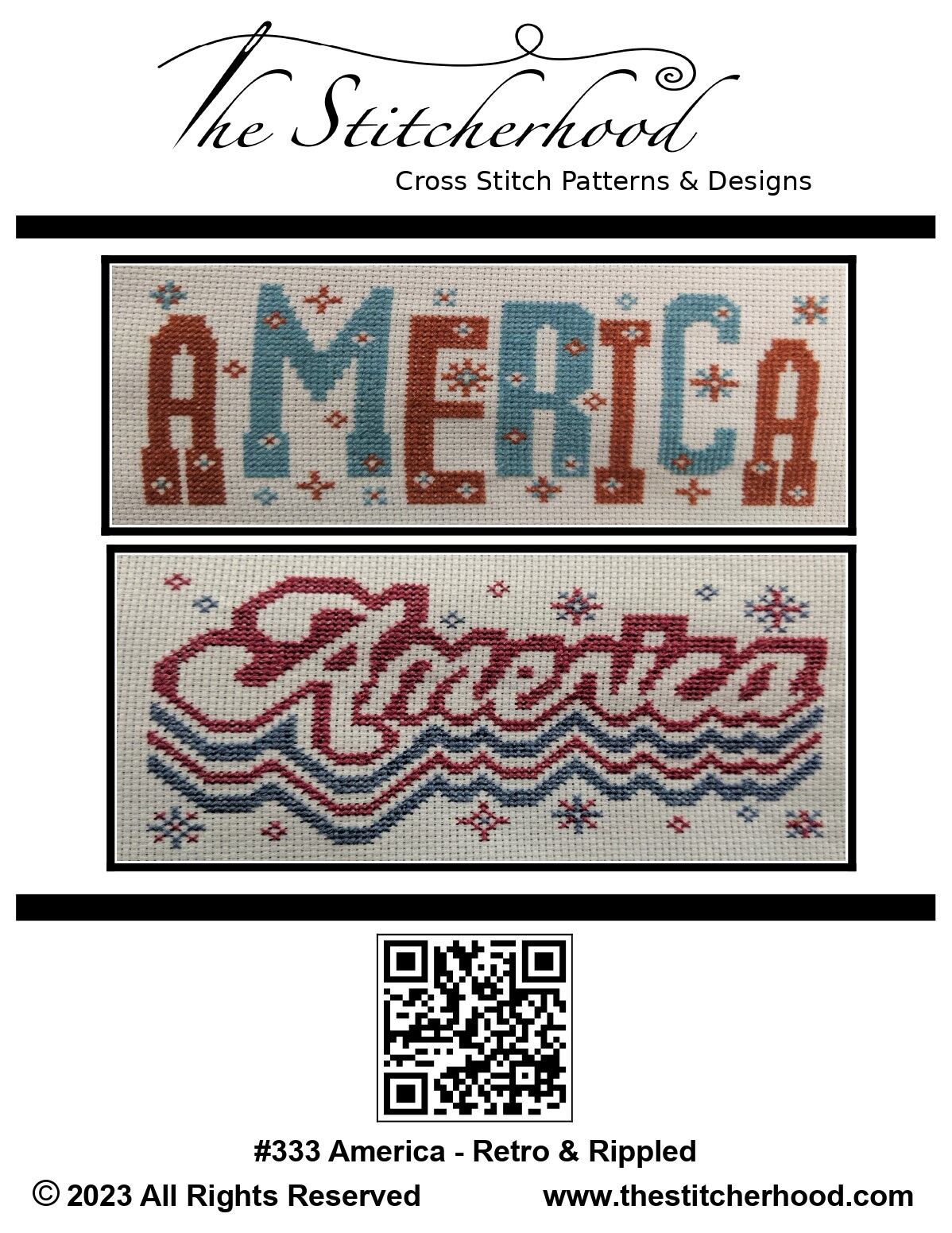 America Retro Patriotic Cross Stitch Pattern