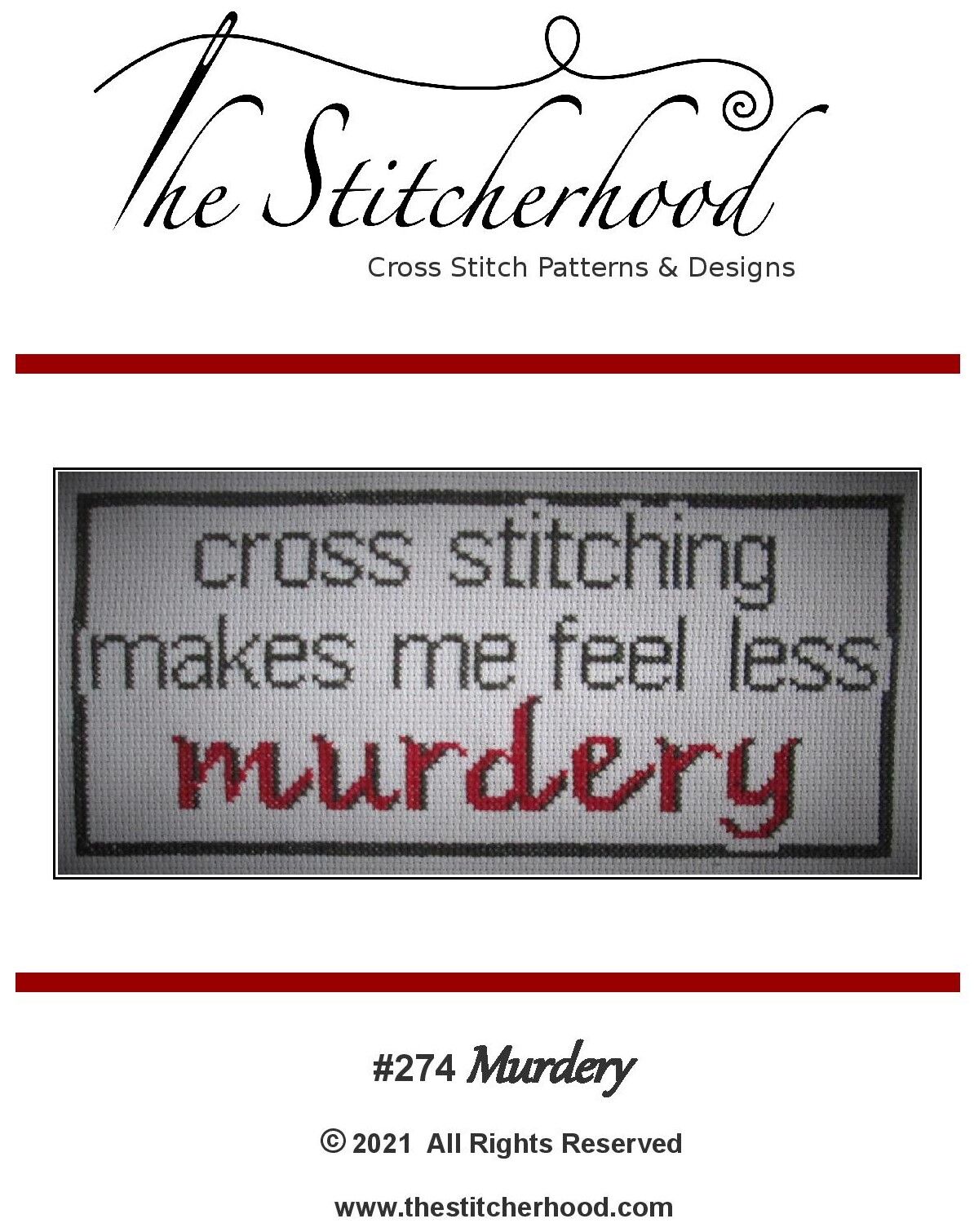 Funny Cross Stitch Pattern Murdery Design