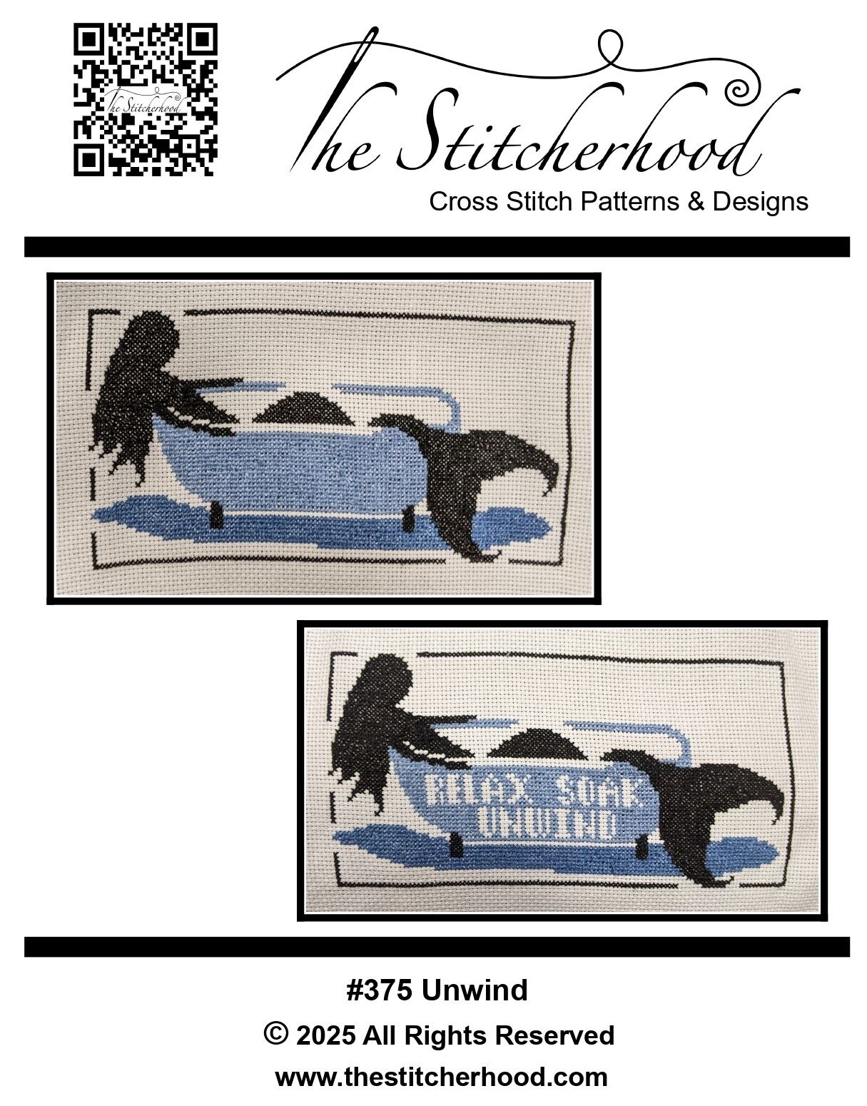 mermaid in bath tub cross stitch
