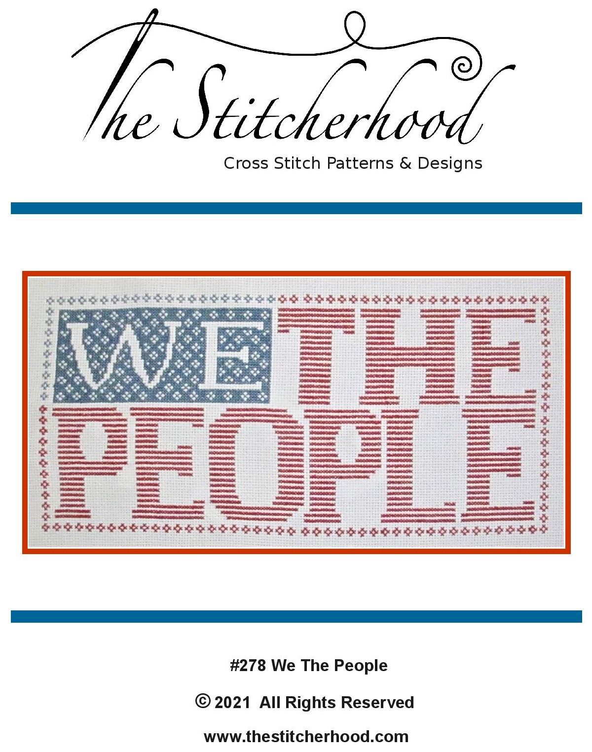 Patriotic, USA, Flag, We The People, Cross Stitch