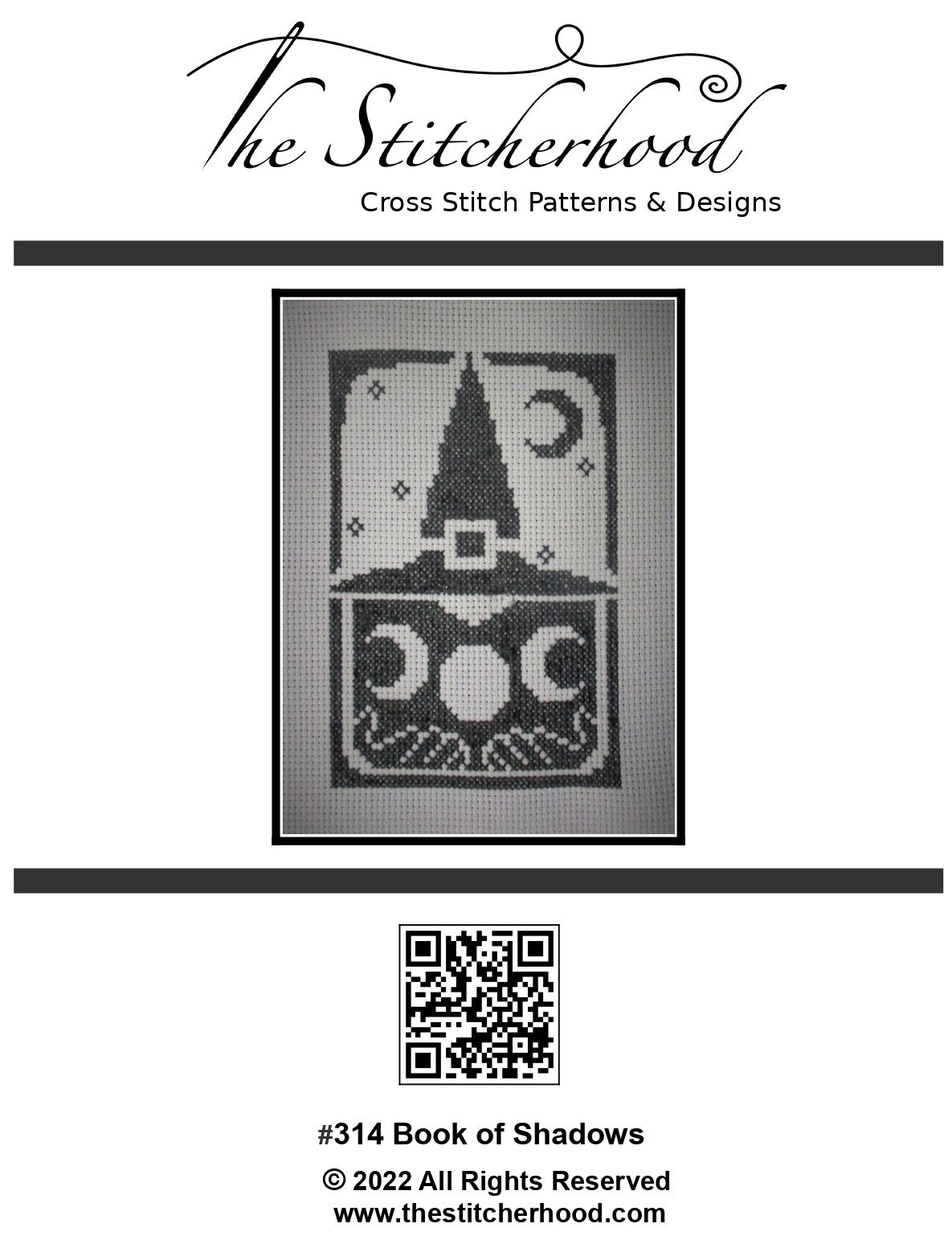 Book of Shadows Witch cross stitch design.