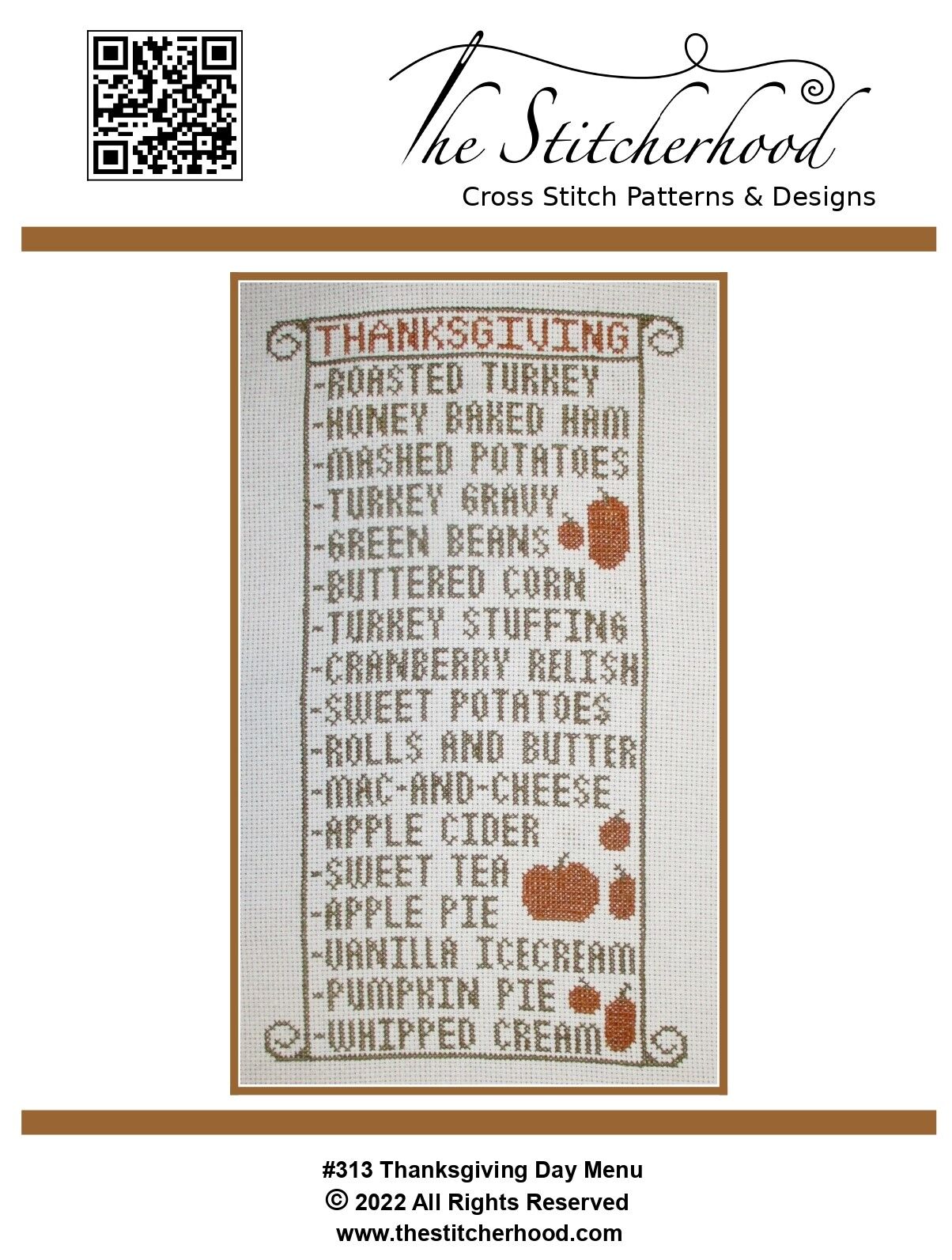 Thanksgiving holiday cross stitch design