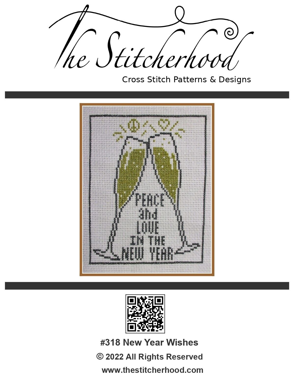 New Year Cross Stitch Pattern 2 glasses of champagne