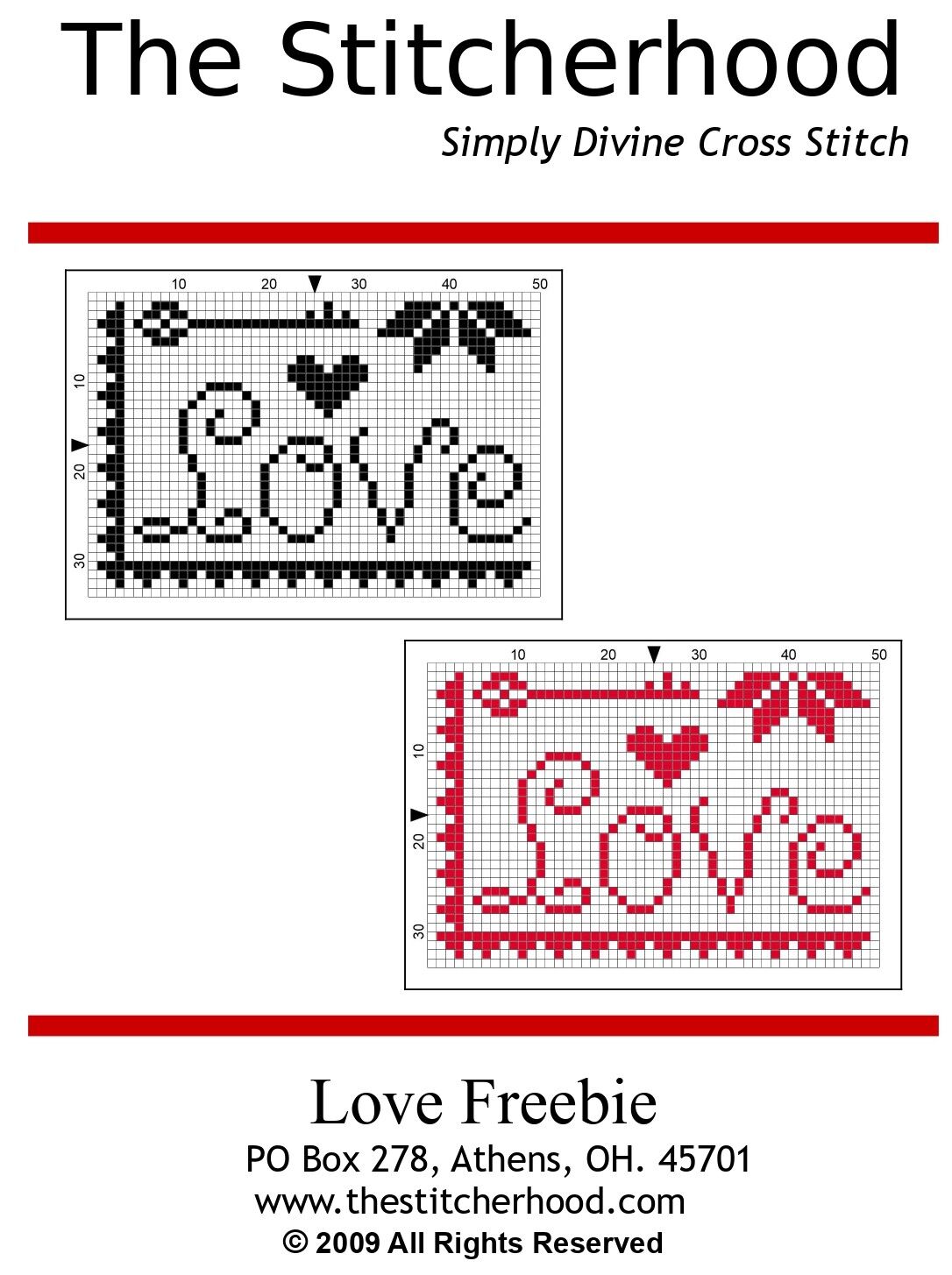 Love Cross Stitch Freebie Design Valentines Day