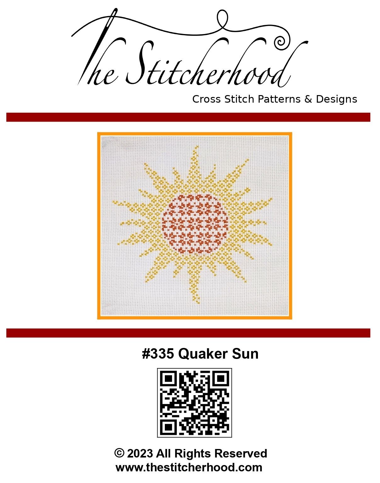 Quaker Sun cross stitch pattern